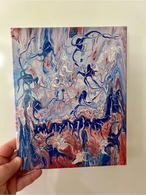 Original Abstract Painting “Whimsical Nymph” Red, White, And Blue 8x10